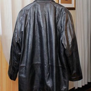 Unisex oversized leather coat